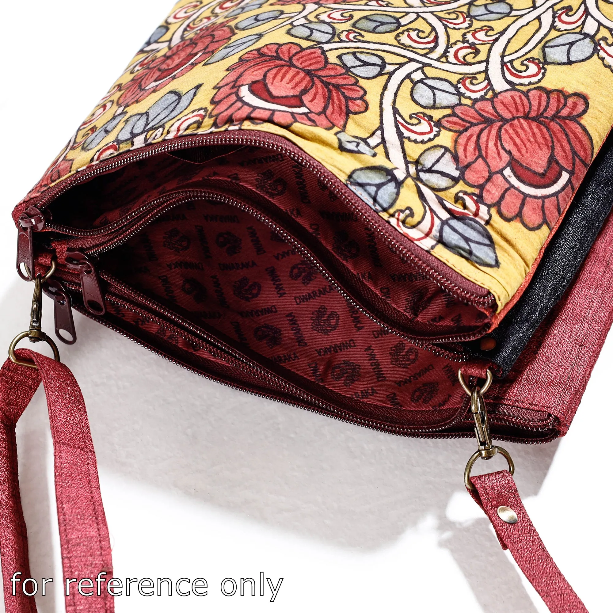 White - Handpainted Kalamkari Natural Dyed Ghicha Silk Sling Bag