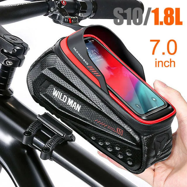 WILD MAN New Rainproof Bike Bag Bicycle Front Cell Phone holder with Touchscreen Top Tube Cycling Reflective MTB Accessories