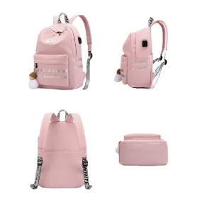 Women Large Capacity Student School Bag With USB Charging Wear-resistance Backpack