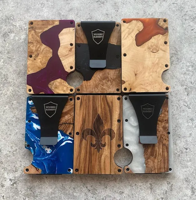 Wood and Resin Smart Wallet (Coffee, Blue and Black)