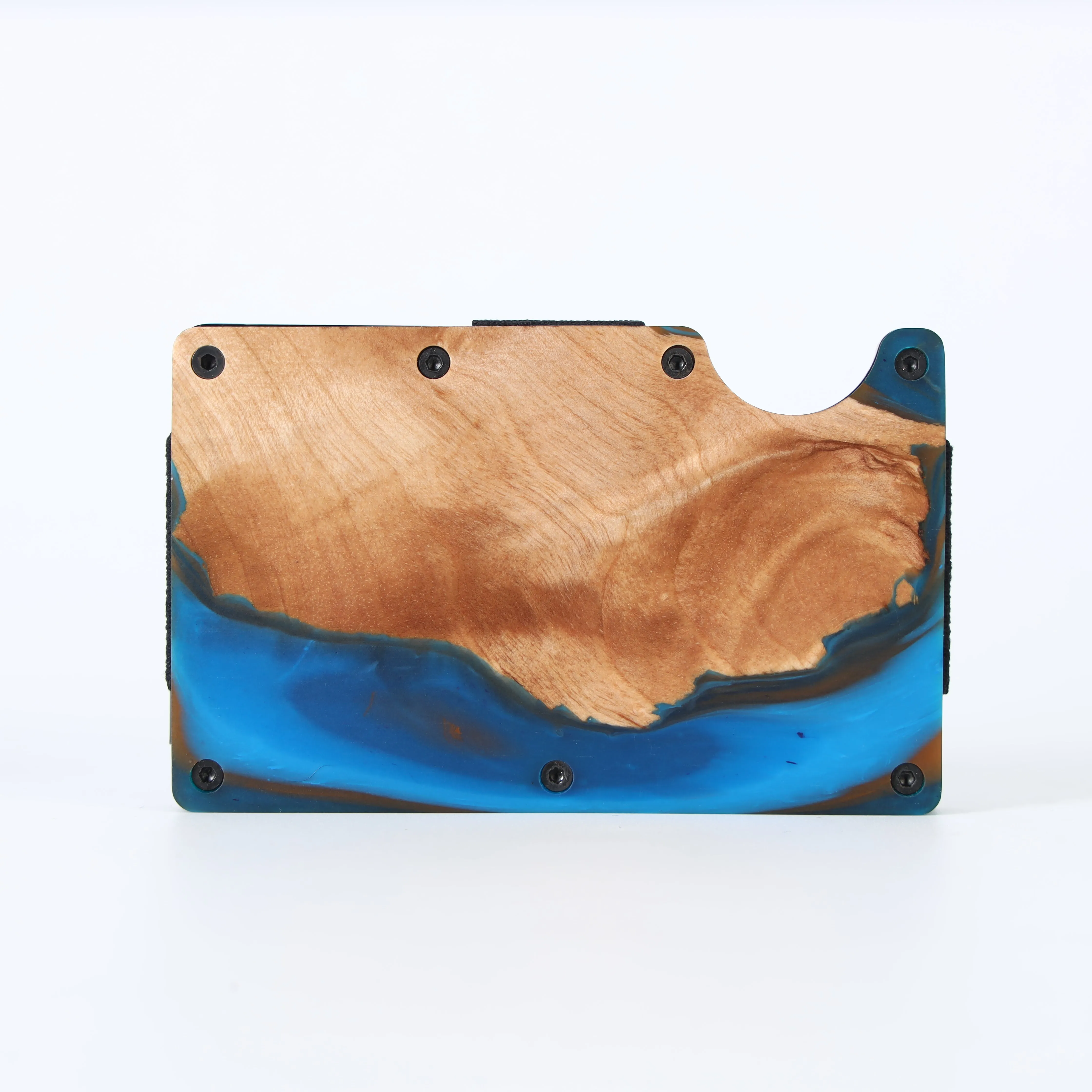 Wood and Resin Smart Wallet (Coffee, Blue and Black)