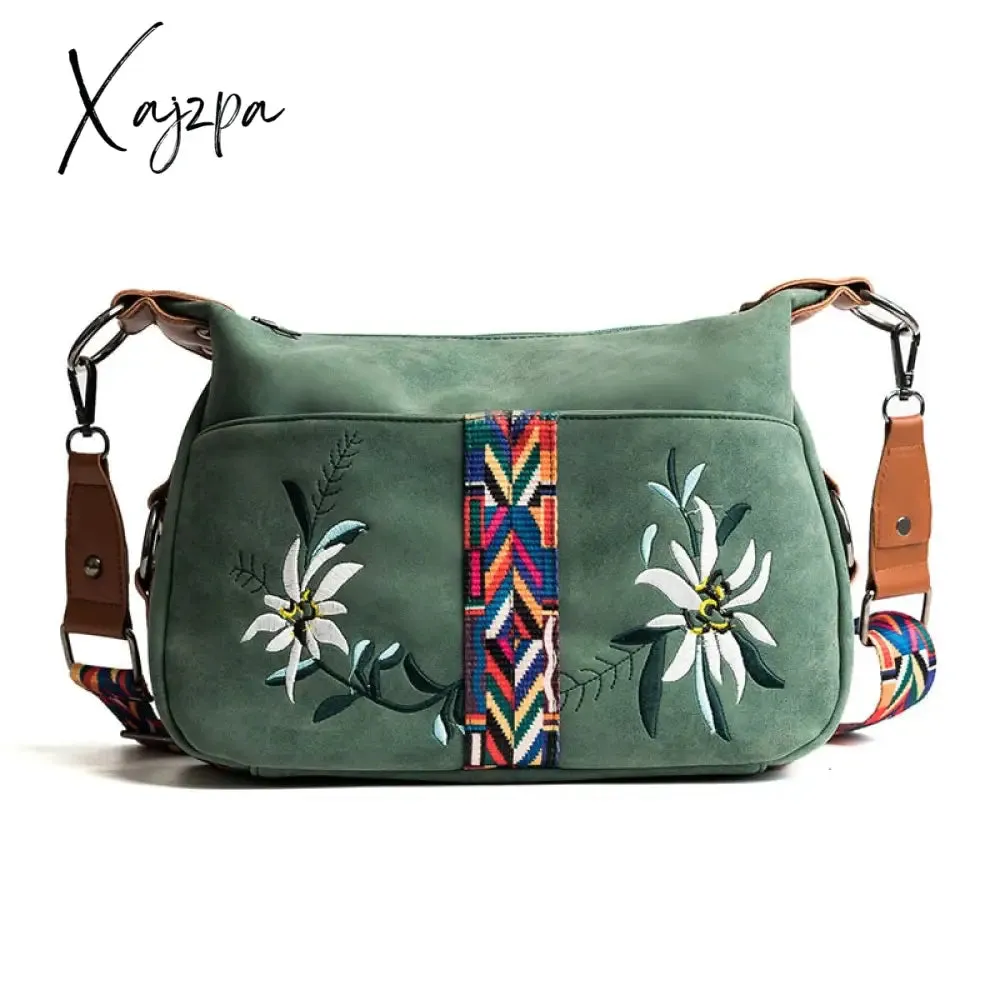 Xajzpa - High Quality Abrasive Fabric Women Bag Fashion Embroidery Handbag Female Crossbody Bags Designer Multifunction Shoulder Bag Tote