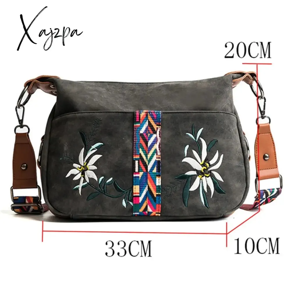 Xajzpa - High Quality Abrasive Fabric Women Bag Fashion Embroidery Handbag Female Crossbody Bags Designer Multifunction Shoulder Bag Tote