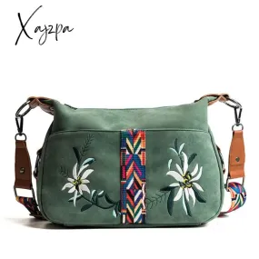 Xajzpa - High Quality Abrasive Fabric Women Bag Fashion Embroidery Handbag Female Crossbody Bags Designer Multifunction Shoulder Bag Tote