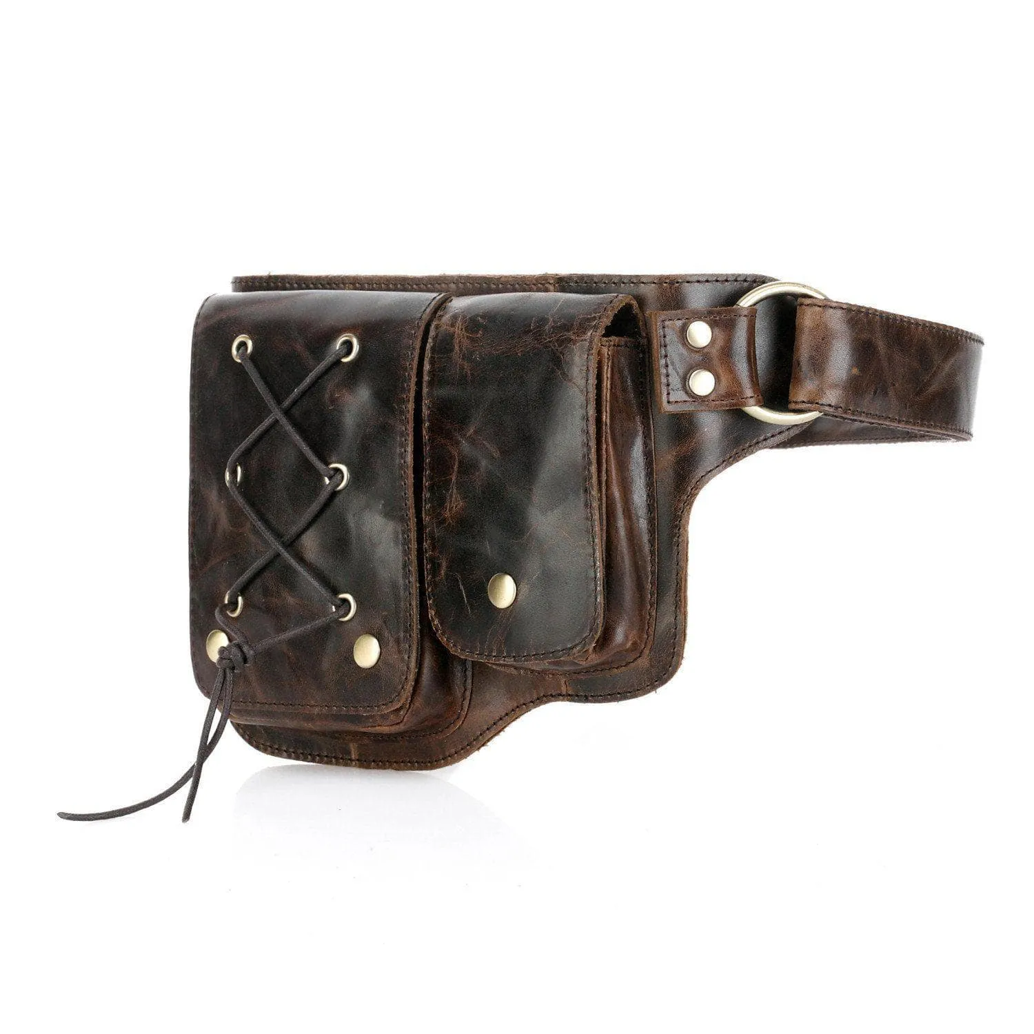 Yvette Leather  Leather Waist Purse Fanny Pack (Y-Brown)